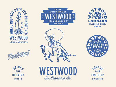 Westwood - Brand Identity bar branding brewery bull california country cowgirl desert disco glam marina rodeo san francisco sf succulent western westwood