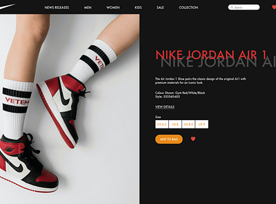 Daily UI 034 033 add to bag buy now customize product daily 100 challenge dailyuichallenge design jordan 1 nike nike air nike shoes product ui ux web