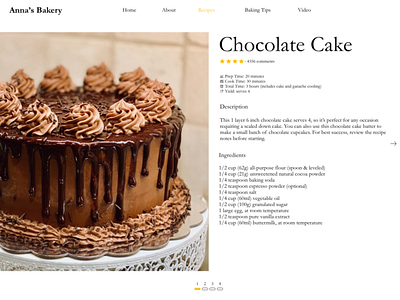 Daily UI 040 - Recipe 040 bake bakery cake chocolate chocolate cake daily 100 challenge dailyuichallenge description design ingredients recipe ui ux web
