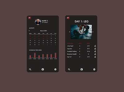 Daily UI 041 041 app daily 100 challenge dailyuichallenge design leg day workout workout of the day workout tracker