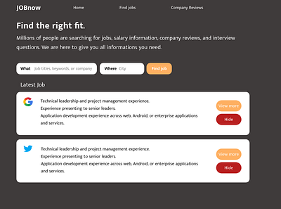 Daily UI 050 - Job listing daily 100 challenge dailyuichallenge design find job google job job application job listing twitter ui ux web