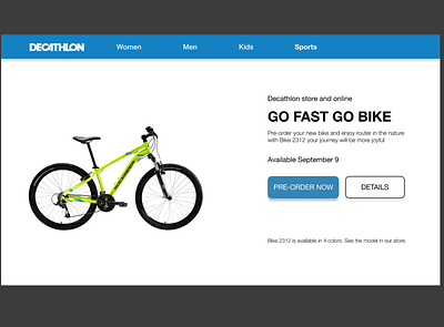 Daily UI 075 - Pre-order bike daily 100 challenge dailyuichallenge decathlon design order pre preorder sports