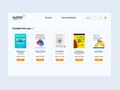 Daily UI 091 - Curated from you 091 amazon audible challenge curated curated from you daily daily 100 challenge dailyuichallenge design personalized ui ux web