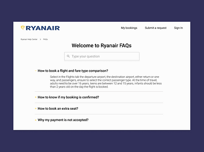 Daily UI 092 - FAQ 092 daily 100 challenge dailyuichallenge design faq ryanair ui ux web