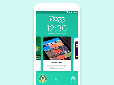 Ploupp Lock Screen android app clean graphic design lockscreen ui unlock ux