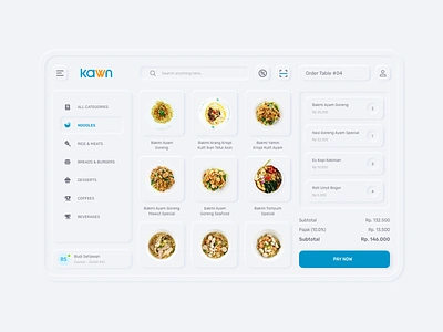 KAWN Point of Sale on Neumorphic clean clean ui food app mobile mobile app mobile design mobile ui neumorphic neumorphism point of sale pos system tablet app ui ux