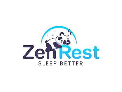 Logo Design for ZenRest blue design illustration logo panda panda logo sleep sleep logo sleeping sleepy star stars vector