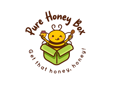 Bee Logo bee bee box logo bee logo blue character character design design graphic design green green box honey honey box honey box logo honey logo illustration logo logo design plant vector yellow
