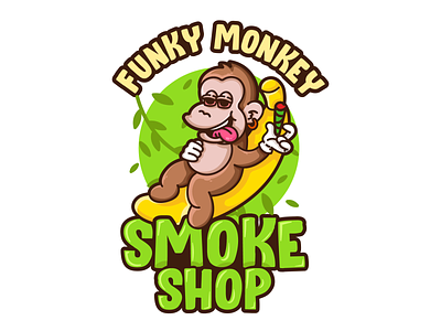 Monkey Logo banana banana logo character design design graphic design green illustration jungle jungle logo logo logo design monkey monkey design monkey logo smoke smoke design smoke logo vector yellow