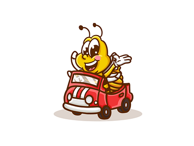 Bee Car bee bee car bee design bee logo bee logo design branding car car bee car design car logo character design design graphic design illustration logo logo design red ui ux vector