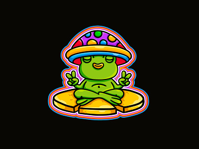 Trippy Hippy Froggy character design design frog frog design frog logo graphic design hippy hippy logo illustration logo logo design mushroom mushroom design mushroom logo trippy trippy logo vector