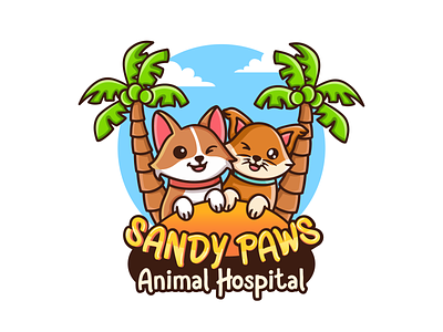 Animal Hospital animal animal hospital animal vet cat character design design dog graphic design illustration logo logo design palm summer vector vet