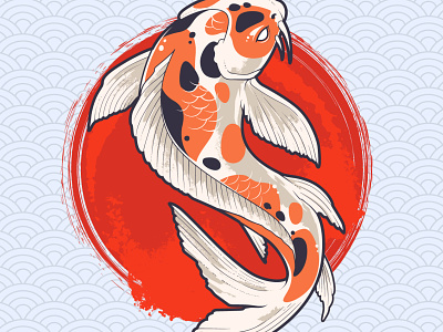 Koi Fish Sample art emblem grunge illustration koi fish oriental print vecster vector vector illustration
