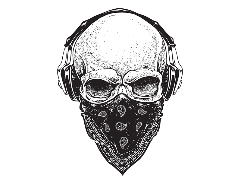 Skull with Headphones by Vecster on Dribbble