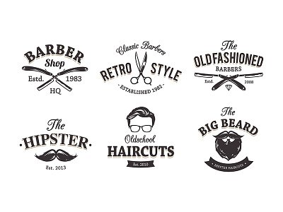 Barber Shop Emblems badge barber beard emblem fashion hipster logo mustache retro template vecster vector