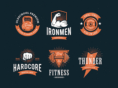 Retro Fitness Emblems art emblem fitness gym logo retro set sport template vecster vector vintage