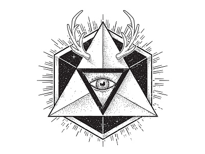 Dotwork Geometric Abstraction abstract art cosmic dotwork eye geometric hipster horns space triangle vecster vector