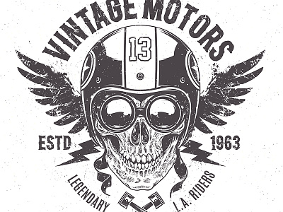 Retro Rider Skull art biker grunge motorcycle print racer retro skull sport vecster vector vintage