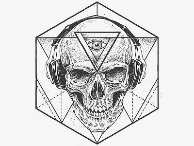 Abstract Dotwork Skull abstract art dotwork eye geometric hipster music skull tattoo vecster vector