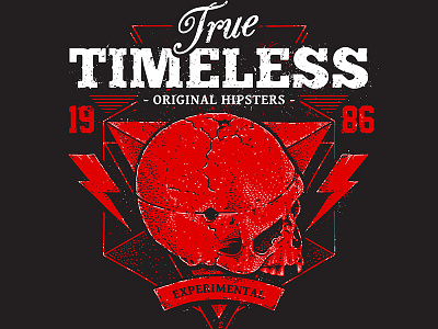 True Timeless abstract art dotwork geometric grunge hipster print red skull triangle vecster vector