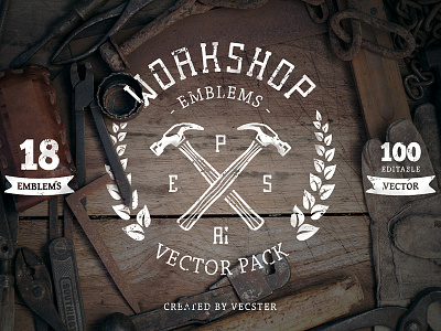 Workshop Emblems | Vector Pack business craft emblem logo retro set studio template vecster vector vintage workshop