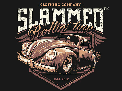 Slammed art auto car design grunge old school print t shirt vecster vector vw