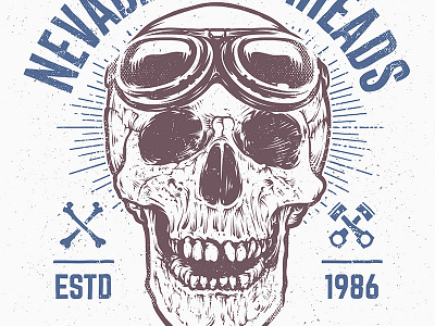 Skull Print Design art biker graphic grunge hand drawn print racer retro rider skull vecster vector