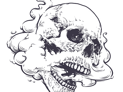 Vaping Skull Art art skull steam style tattoo vaper vaping vapor vecster vector