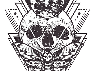 XXIXVII abstract attoo death geometry hipster moth sacred skull vector vintage