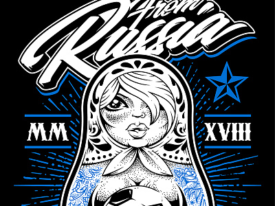 From Russia With Love 2018 doll dot work fifa football matryoshka russia sexy tattoo vecster vector world cup