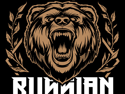 Russian Bear animal bear beast coat of arms emblem grunge head mascot rough russia vecster vector art