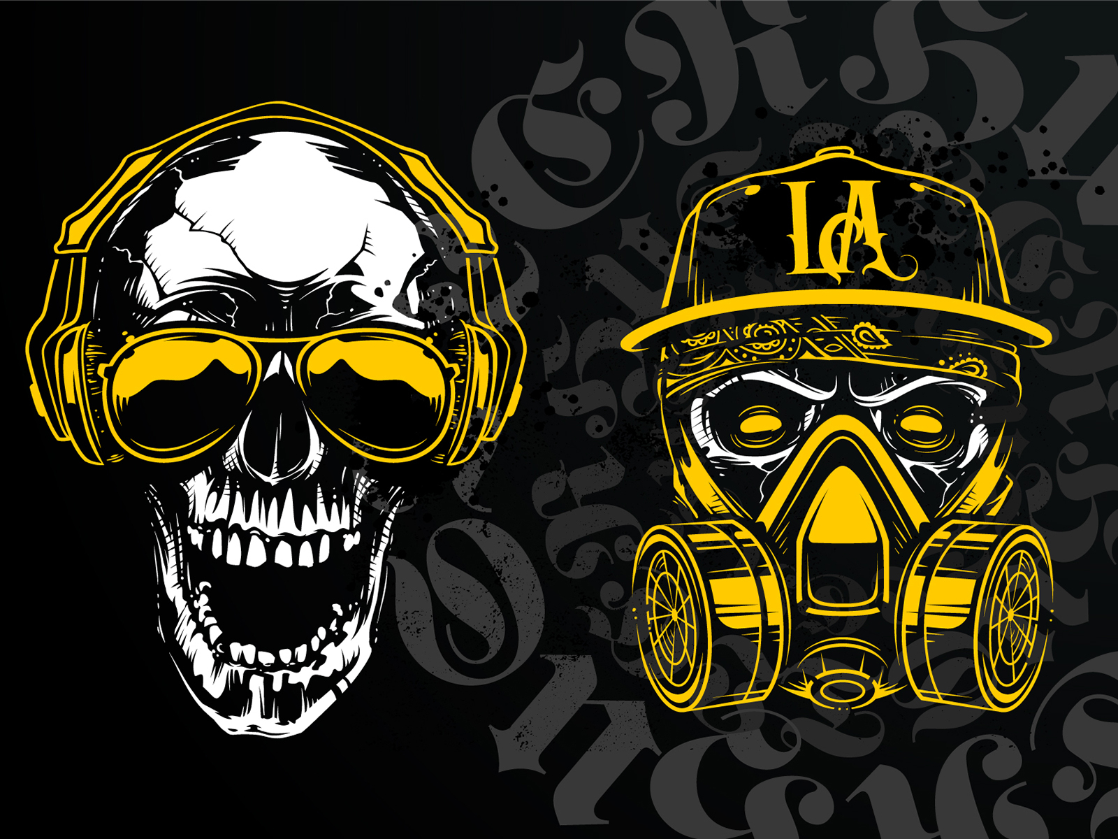 skull gas mask art