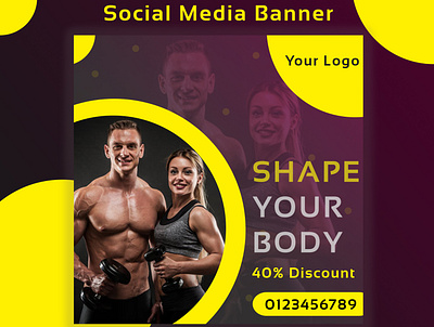 gym banner template banner ads banner design design facebook facebook cover graphic design logo design social media social media banner