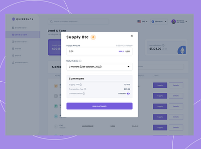 Supply Crypto confirmation modal modal ui ui design web design