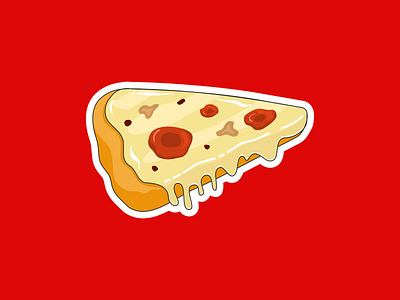 Pizza slice food sticker vector illustration flat pizzeria