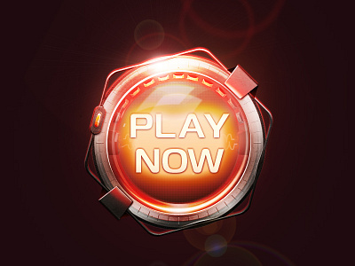 Play Now button game glass glow metall orange play now red space tech