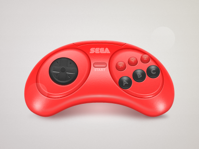 Vintage Gamepad 3d button buttons controller game gamepad glossy joystick old school red retro salmon sega texture vintage