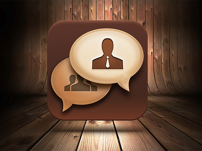 Interview Recorder icon brown bubble dialog icon interview iphone recorder wood