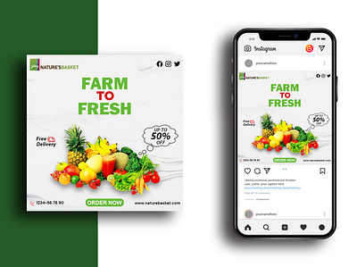 Vegetable AD Banner advertising branding design facebook ads graphic design healthy food ad healthy food banner illustration instagram ad instagram banner instagram post social media advertising vegetable ad vegetable banner