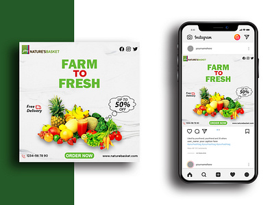 Vegetable AD Banner advertising branding design facebook ads graphic design healthy food ad healthy food banner illustration instagram ad instagram banner instagram post social media advertising vegetable ad vegetable banner