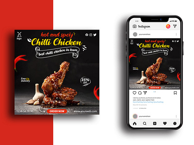 Food Banner AD advertising brand design branding chilli chicken design facebook ad facebook ads facebook post fastfood food banner food illustration fried chicken graphic design instagram ad instagram banner instagram post social media ad social media advertising social media design