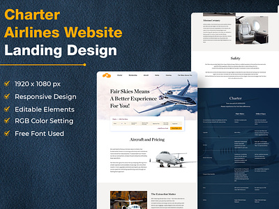 Charter Airline Website Landing Page Design