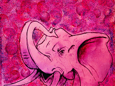 Pink Elephant art creative design illustration original painting