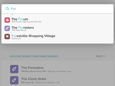 Places: search/explore autocomplete foursquare modal places search