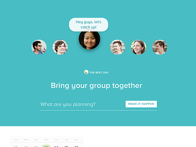 Bring your group together blue button faces input landing speech title