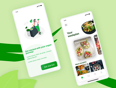 Vegan diet app app cooking app design diet app figma figma mobile food food app ui ui trends ux vegan