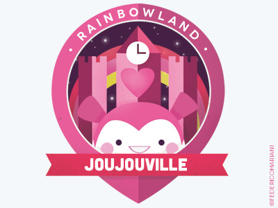 Rainbow Badges 15 - Joujouville baby badges castle clocktower fairy kids magic pigtails rainbow wonder