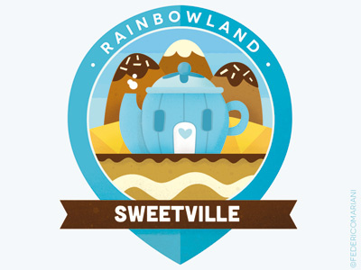 Rainbow Badges 13 -Sweetville badges cake delicious fantasy rainbow sweets tea teapot