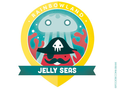 Rainbow Badges 07 - Jelly Seas adventure badges corall crab deep fantasy jellyfish pirate sea