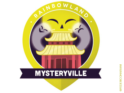 Rainbow Badges 08 - Mysteryville badges china ghost mystery pagoda terror yellow